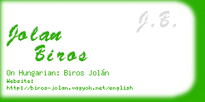 jolan biros business card
